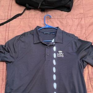 PGA Tour Men's Polo Shirt - Black and White Stripes